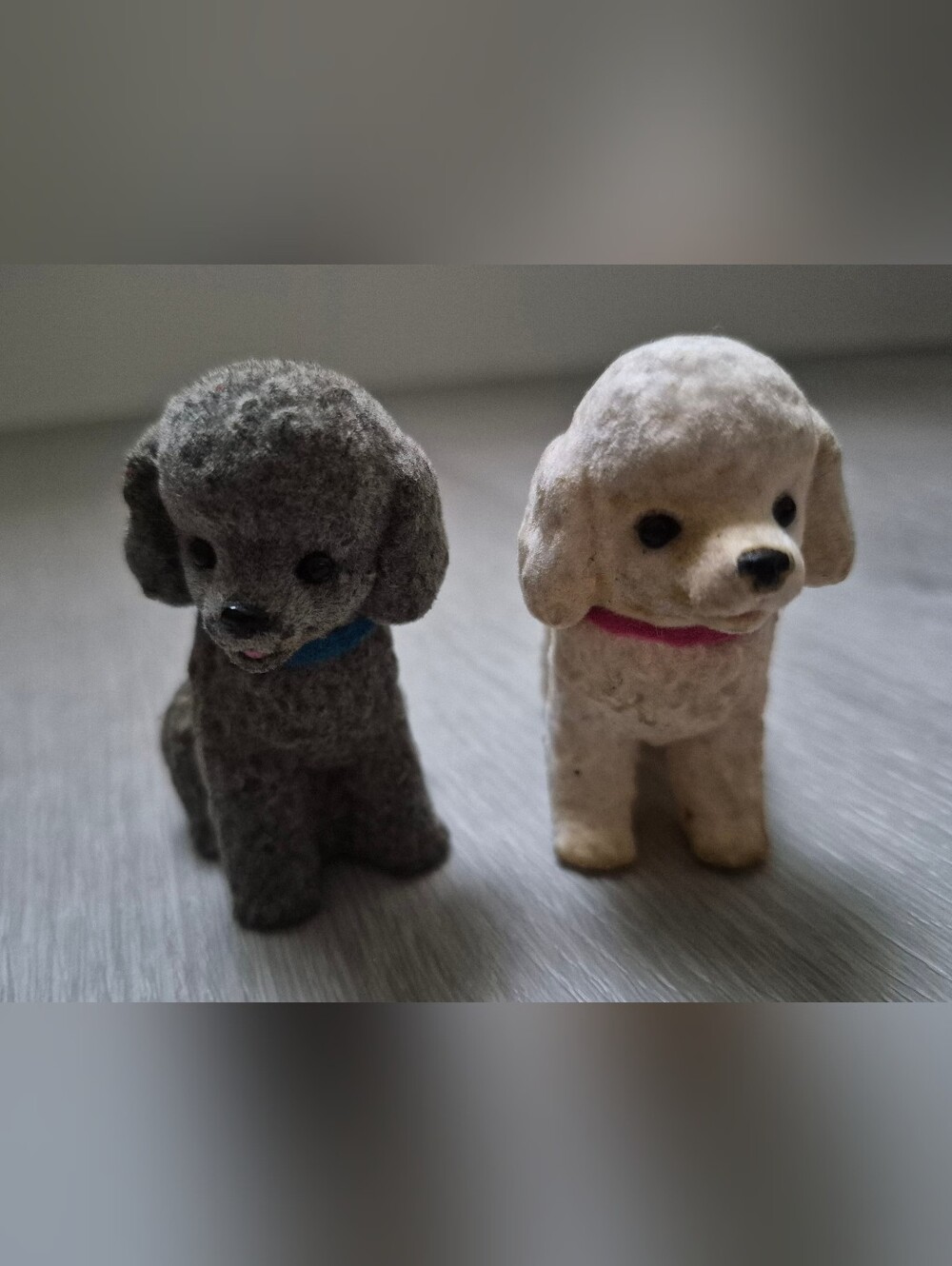 2 Vintage Flocked Poodles Dogs Barbie Dollhouse Pets
